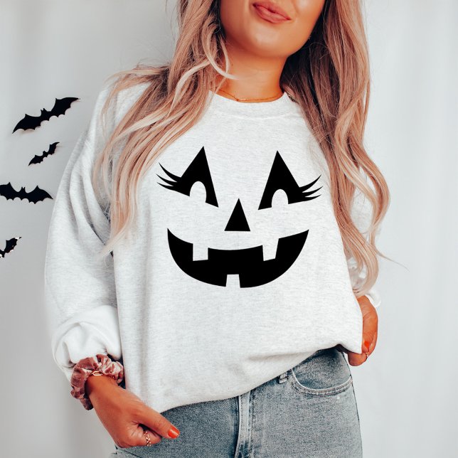 Pjuckig Jack O Lantern Askgrå Dam Halloween T Shirt (Skapare uppladdad)