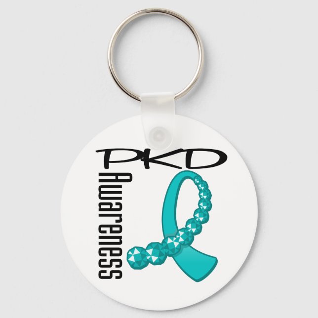 PKD Awareness Gemstone Ribbon Nyckelring (Framsida)