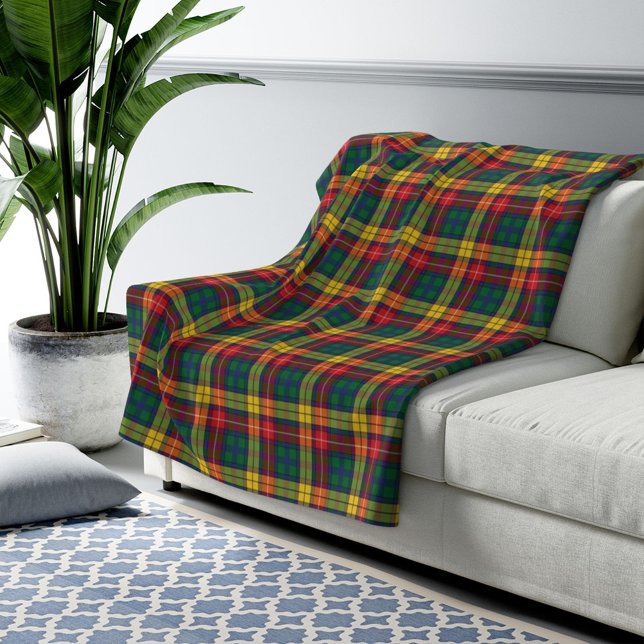 PKlan Buchanan Tartan Red Gult Grönt Check Fleecefilt (Skapare uppladdad)