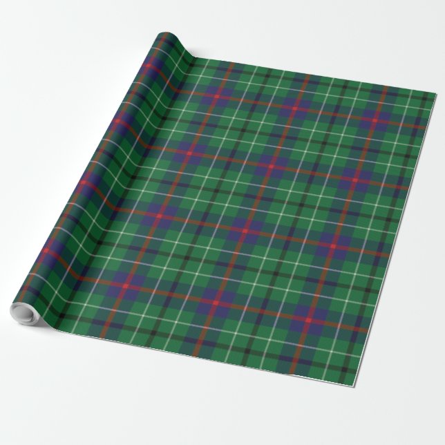 PKlan Duncan Grönt Lila Tartan Presentpapper (Utrullad)