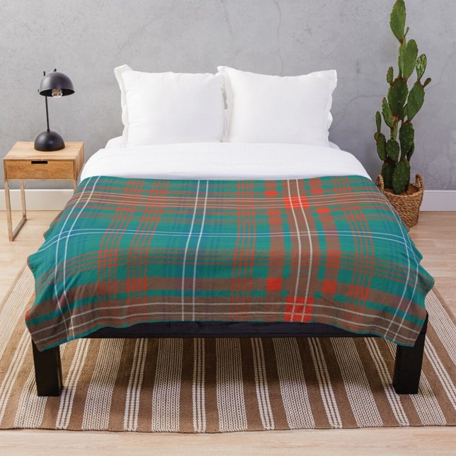 PKlan Wilson Tartan Orange Check Fleecefilt (Plaid Clan Wilson Tartan Blanket)
