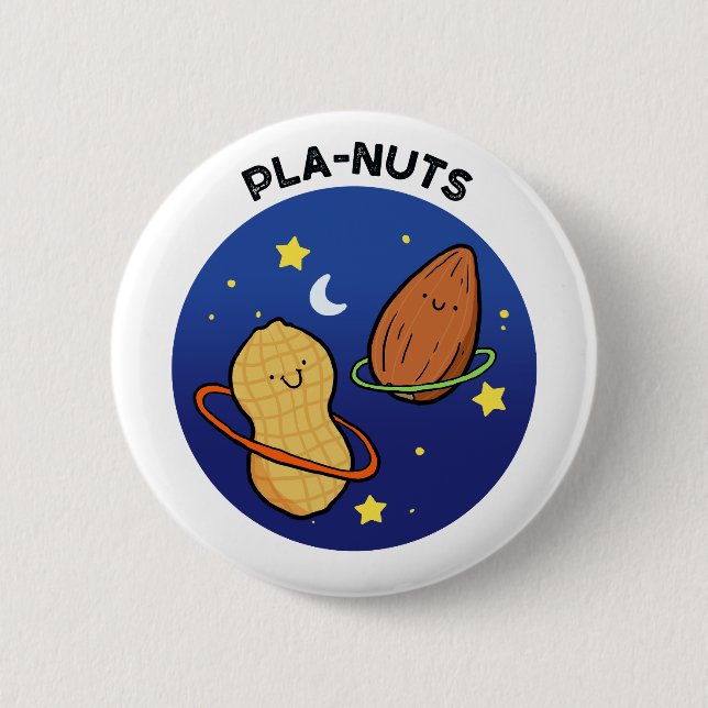 Pla-nöt Peanut Rymden Pun Button Pin Knapp (Framsida)