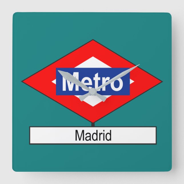 Placa Metro Madrid Fyrkantig Klocka (Framsida)