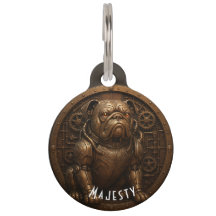 Placa Para Mascotas Steampunk Bulldog.