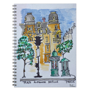 Place Alphonse Deville Paris, Frankrike Anteckningsbok Med Spiral
