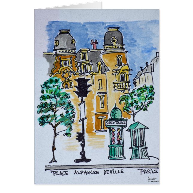 Place Alphonse Deville | Paris, Frankrike Hälsningskort (Framsidan)