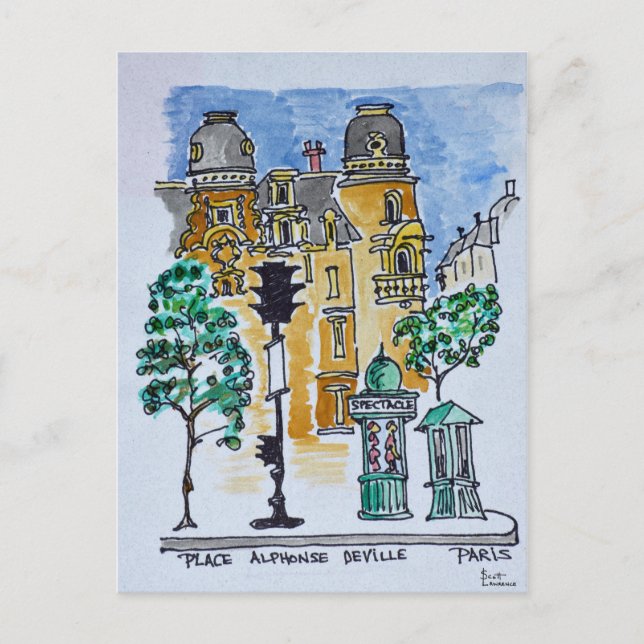 Place Alphonse Deville | Paris, Frankrike Vykort (Framsida)