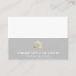 PLACE CARDS Pub Mitzvah guld stjärna i David grått Placeringskort