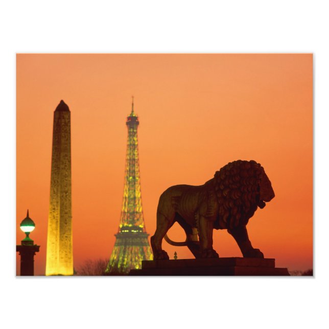 Place de la Concorde; Eiffeltornet; Obelisk; Fototryck (Framsidan)
