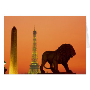Place de la Concorde; Eiffeltornet; Obelisk; Hälsningskort