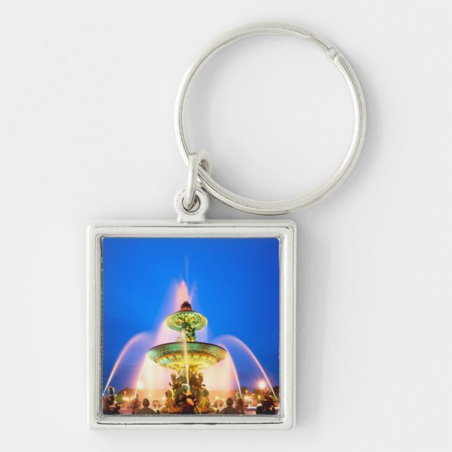 Place de la Concorde, Paris, Frankrike Fyrkantig Silverfärgad Nyckelring (Framsidan)