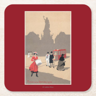 Place de la Republique art décoplats Underlägg Papper Kvadrat