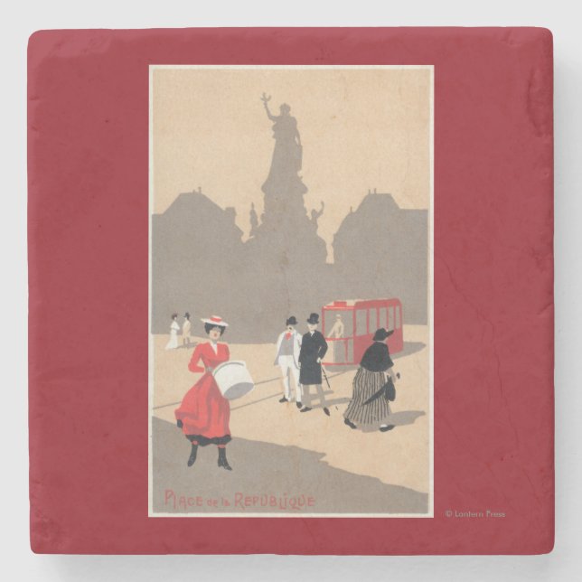 Place de la Republique art décoplats Underlägg Sten (Framsidan)