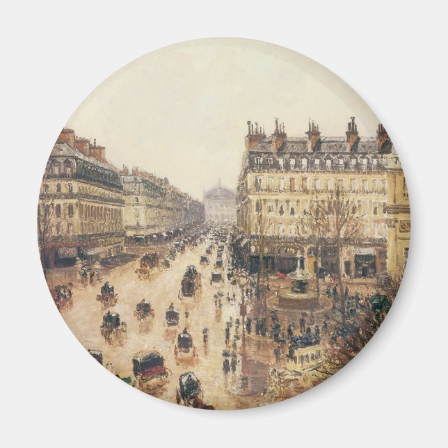 Place du Theatre Francais, Paris Regn av Pissarro Magnet (Framsidan)