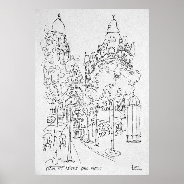 Place St. Andre des Arts | Paris, Frankrike Poster (Framsidan)