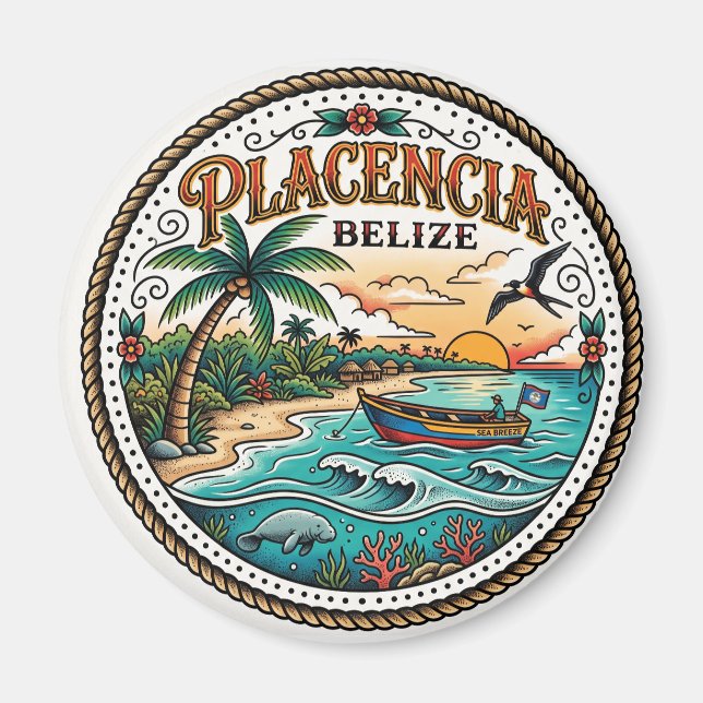Placenciahalvön Belize Magnet (Framsidan)
