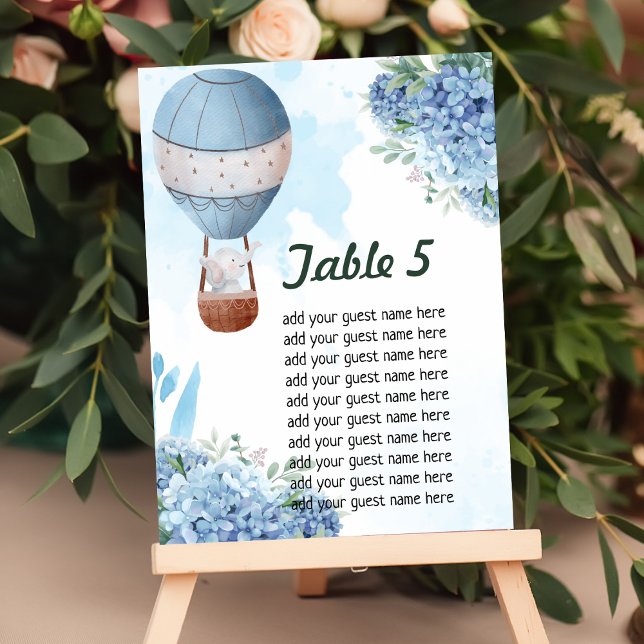Placera diagram uppåt på vägen, elefant Luftballon Bordsnummer (Skapare uppladdad)