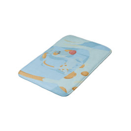 Placera Hund på blå bakgrund för en promenad Badrumsmatta