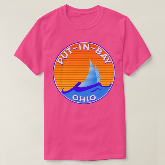 Placera i Ohio Sjö Erie Mitten Bass Island Saili T Shirt (Design framsida)
