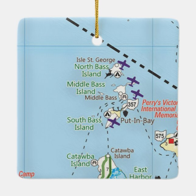 Placera i Ohio Vintage Karta Julgransprydnad Keramik (Baksida)
