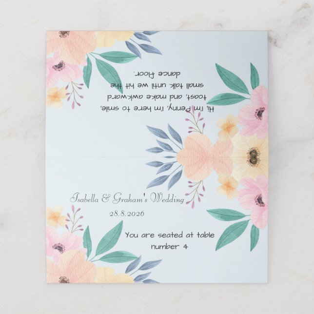 Placera kort - enkel design i blomman (Utvändigt utvikt)