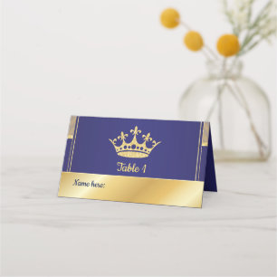 Placera kort - Royal Guld Blue Prince Kung tema