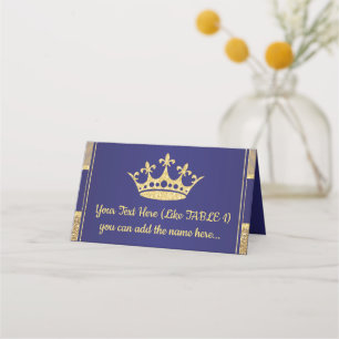 Placera kort - Royal Guld Blue Prince Kung tema