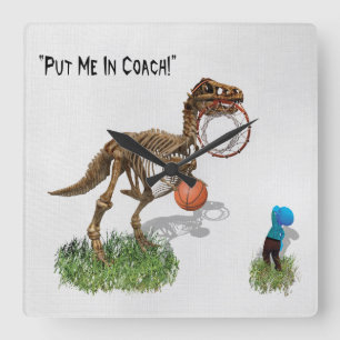 "Placera mig i Coach" Dinosaur Art Fyrkantig Klocka