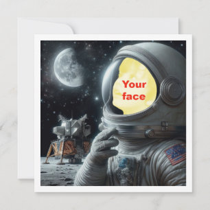 Placera min ansikte i bilden, astronaut, rymdbil kort