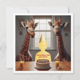 Placera mitt ansikte i bilden, giraff & barn kort
