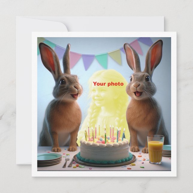 Placera mitt ansikte i bilden, kaniner & barn-kort kort (Framsida)