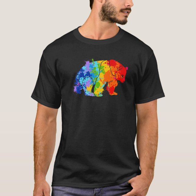 Placera Panda Panda (Paint Panda) Direktmålarfärg T Shirt (Framsida)