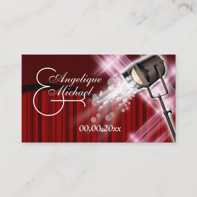 Placera svarta, svarta, Hollywood bröllop Placeringskort (Framsida)