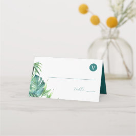 Placera tema för tropisk destination för bröllop placeringskort