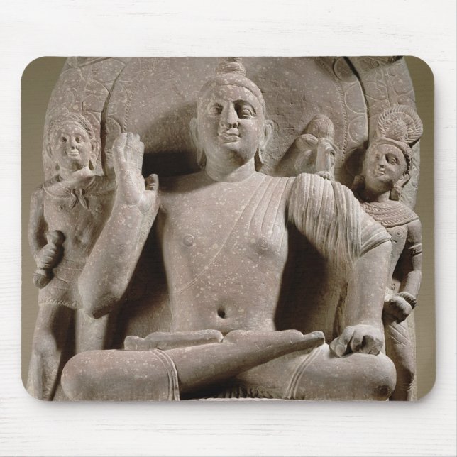 Placerad Bodhisattva, Mathura (röd sandsten) Musmatta (Framsidan)