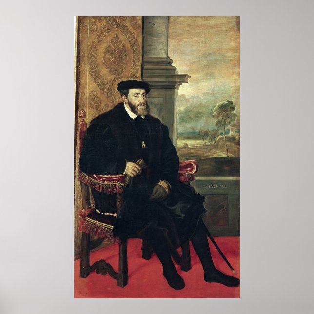 Placerad Porträtt av kejsar Charles V 1548 Poster (Framsidan)