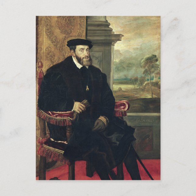 Placerad Porträtt av kejsar Charles V 1548 Vykort (Framsida)
