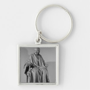 Placerad skulptur av Voltaire Fyrkantig Silverfärgad Nyckelring