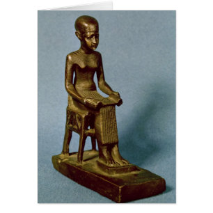 Placerad staty av det Imhotep innehav ett öppet Hälsningskort