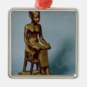 Placerad staty av det Imhotep innehav ett öppet Julgransprydnad Metall