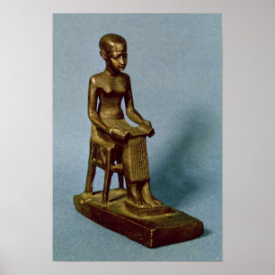Placerad staty av det Imhotep innehav ett öppet Poster