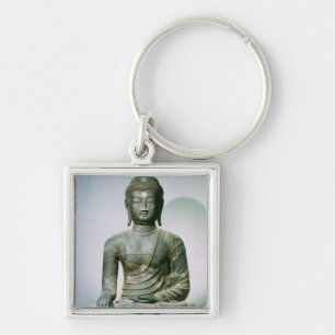 Placerade Sakyamuni Buddha från Ch'ungung-ni Fyrkantig Silverfärgad Nyckelring