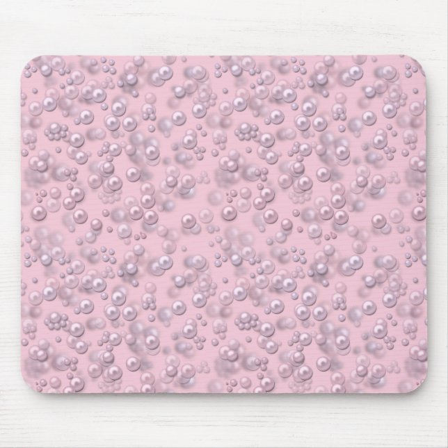 Placerare av pärlor av vit rosa på rosa sammet musmatta (Framsidan)