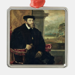 Placerat porträtt av kejsaren Charles V 1548 Julgransprydnad Metall