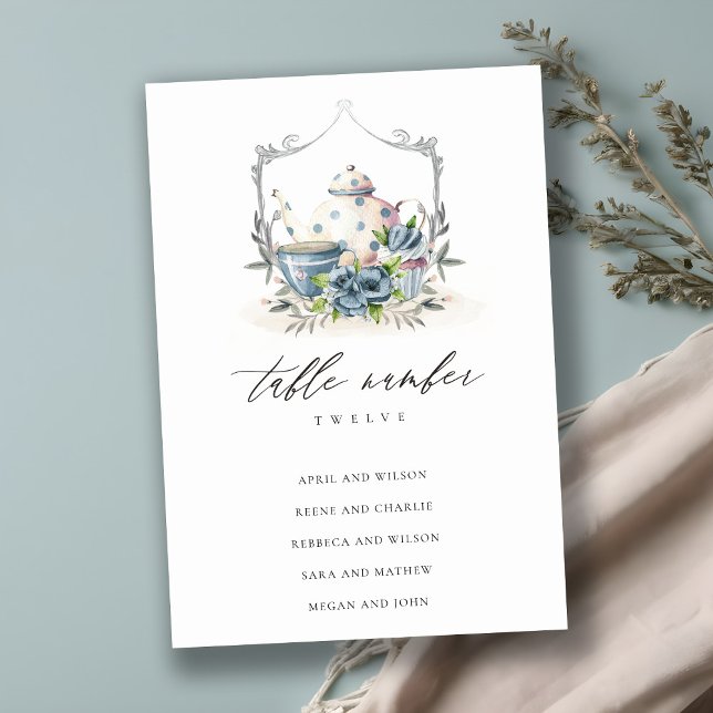 Placering av Aqua Blue blommigt Tekanna Kopp Vapen Bordsnummer (Skapare uppladdad)