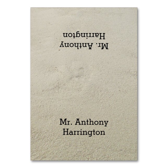 Placeringskort för Beach Sand Namn-mall Bordsnummer (Framsidan)