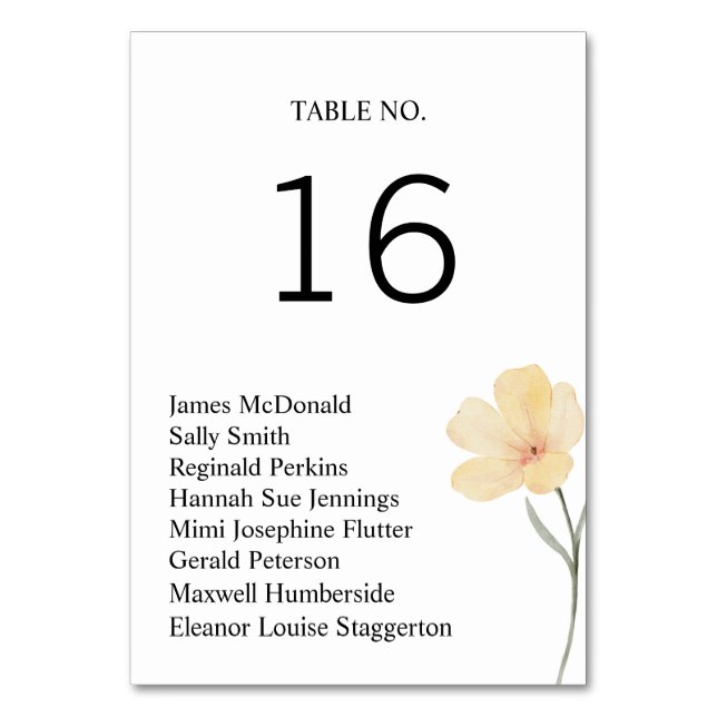 Placeringskort för bröllop Bord Bordsnummer (Framsidan)