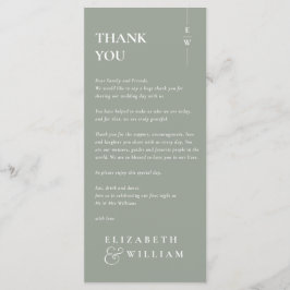 Placeringskort för Sage Grönt Monogram Bröllop Tac Meny