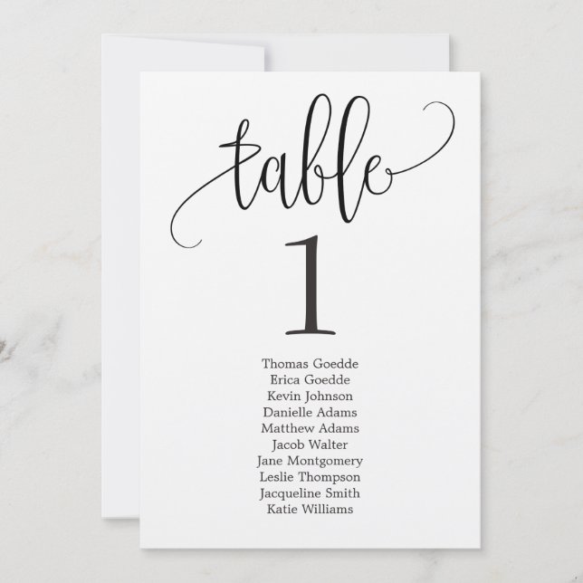 Placeringsplan Bordkort Vacker Kalligrafi Inbjudningar (Framsida)