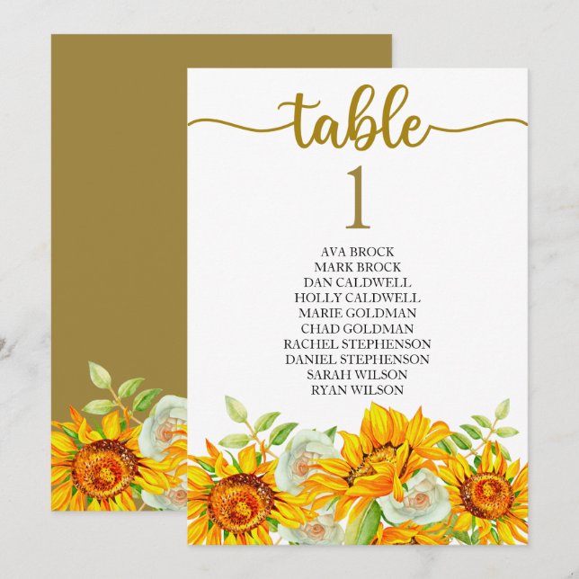 Placeringsplan Bordskort Vacker Kalligrafi (Fram/baksida)